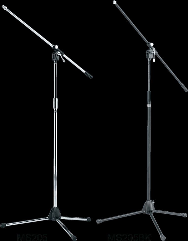 Microphone Stands Blackand Silver PNG Image