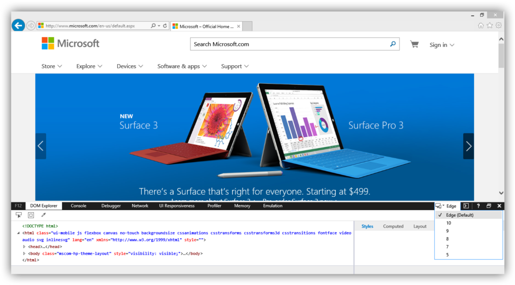 Microsoft Edge Browser Displaying Surface Ad PNG Image