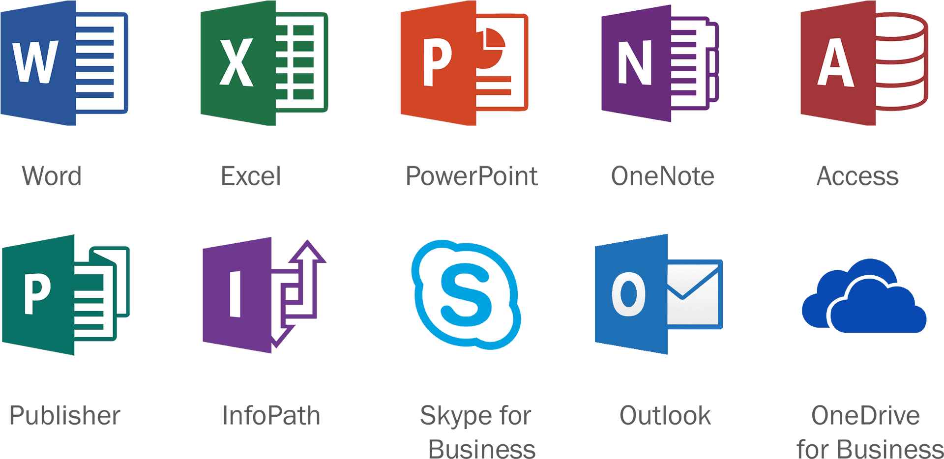 Microsoft Office Applications Icons PNG Image