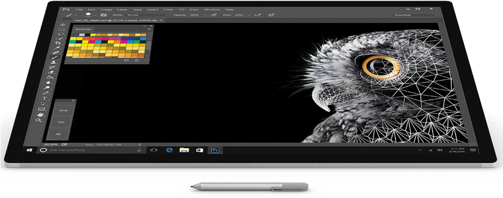 Microsoft Surfacewith Photoshop Owl Graphic PNG Image