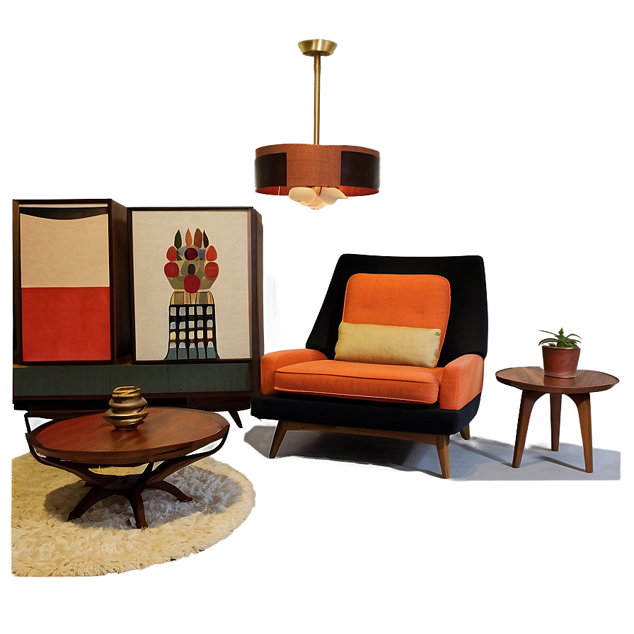 Mid-century Living Room Png 05242024 PNG Image