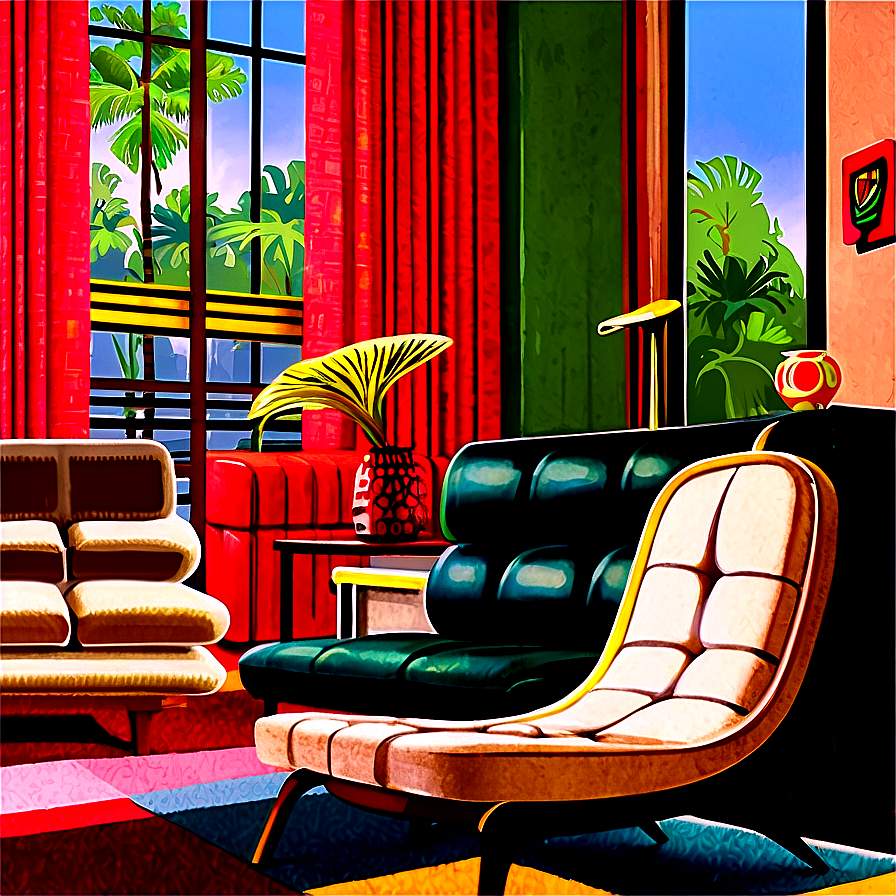 Mid-century Living Room Png 05242024 PNG Image