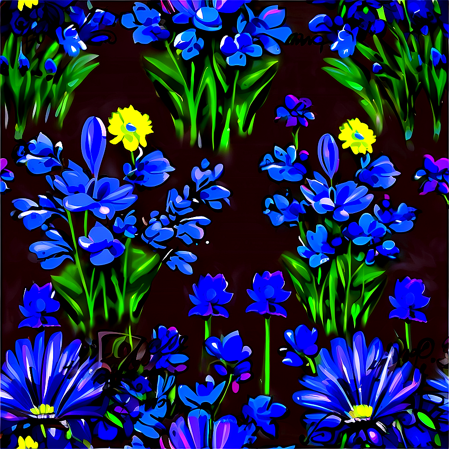 Midnight Blue Flowers Png Klk74 PNG Image