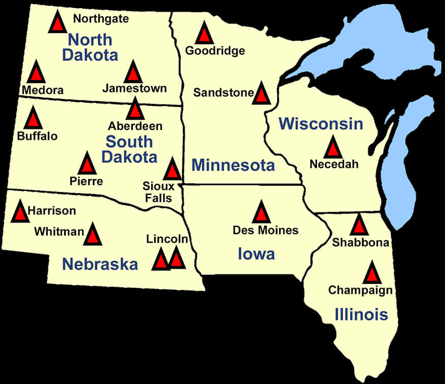 Midwestern U S Alert Zones Map PNG Image