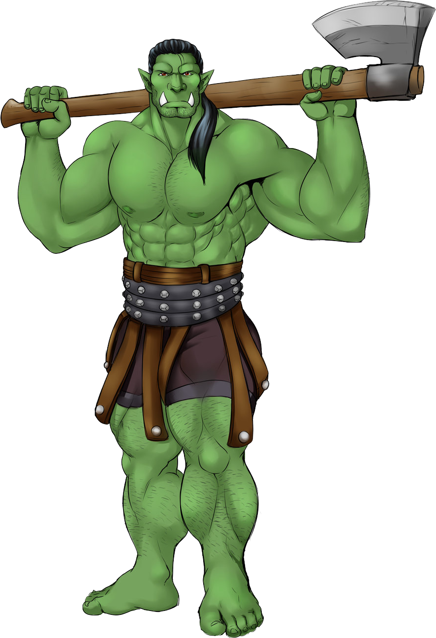 Mighty Orc Warriorwith Axe PNG Image