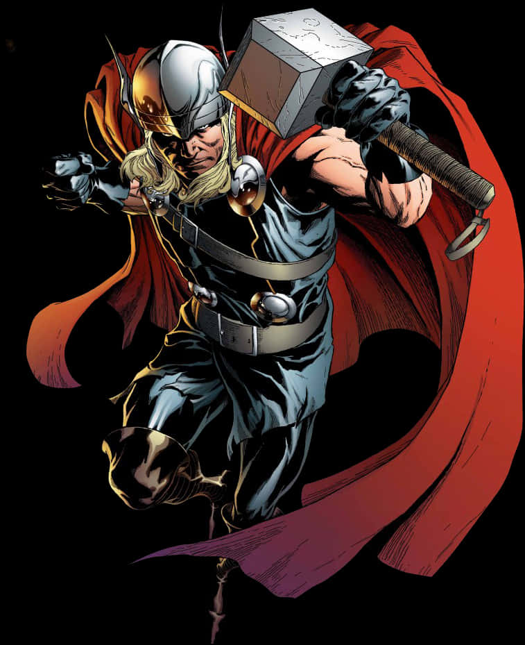 Mighty Thor With Mjolnir PNG Image