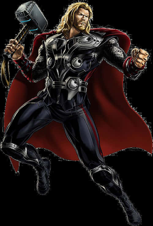 Mighty Thor With Mjolnir PNG Image