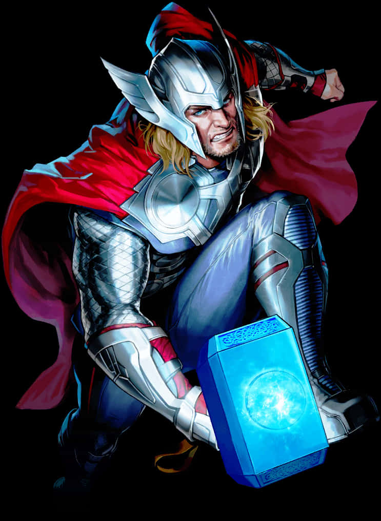 Mighty Thor With Mjolnir PNG Image