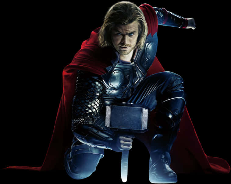 Mighty Thor With Mjolnir PNG Image