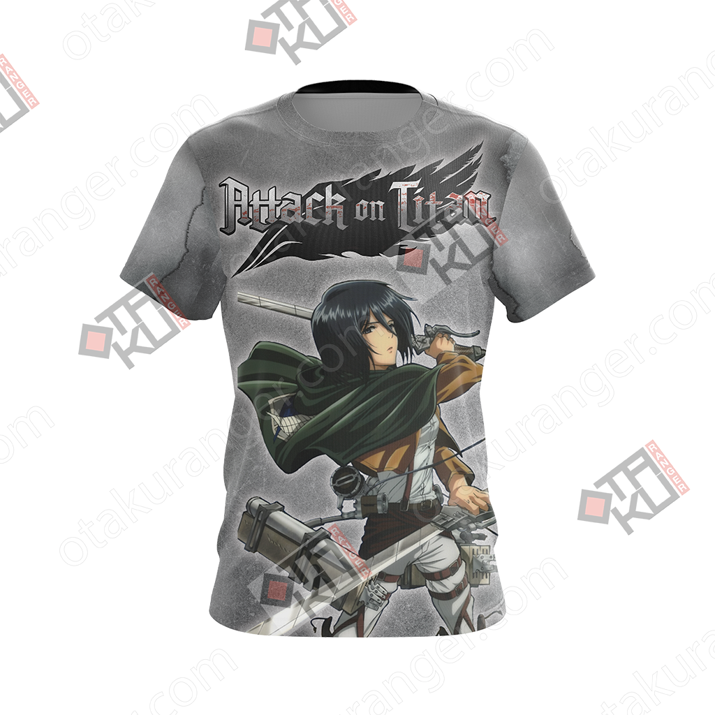 Mikasa Ackerman Attackon Titan T Shirt Design PNG Image