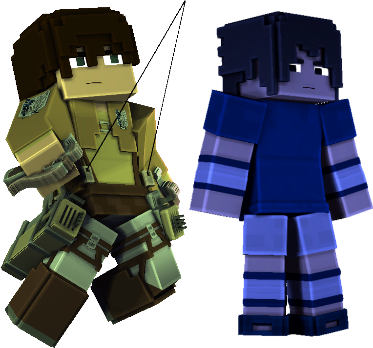 Mikasaand Eren Minecraft Figures PNG Image