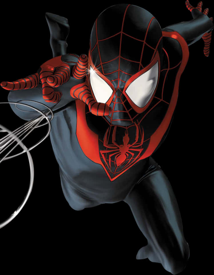 Miles Morales Spider Man Action Pose PNG Image