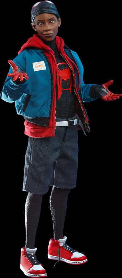 Miles Morales Spiderman Figure PNG Image