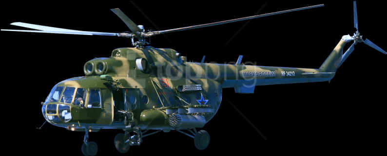 Military Helicopterin Flight PNG Image