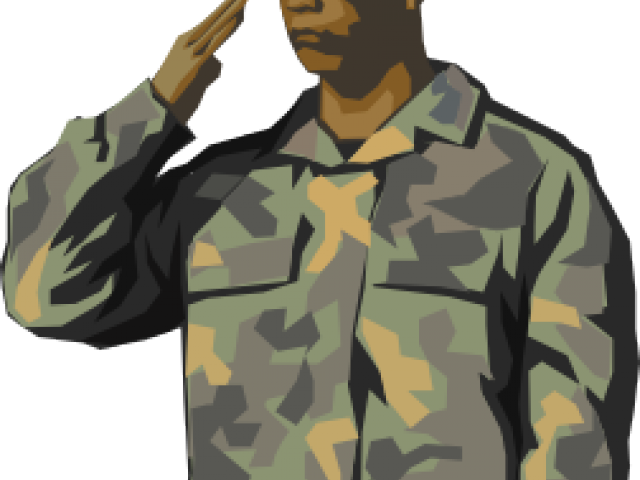 Military Salute Camouflage Uniform PNG Image