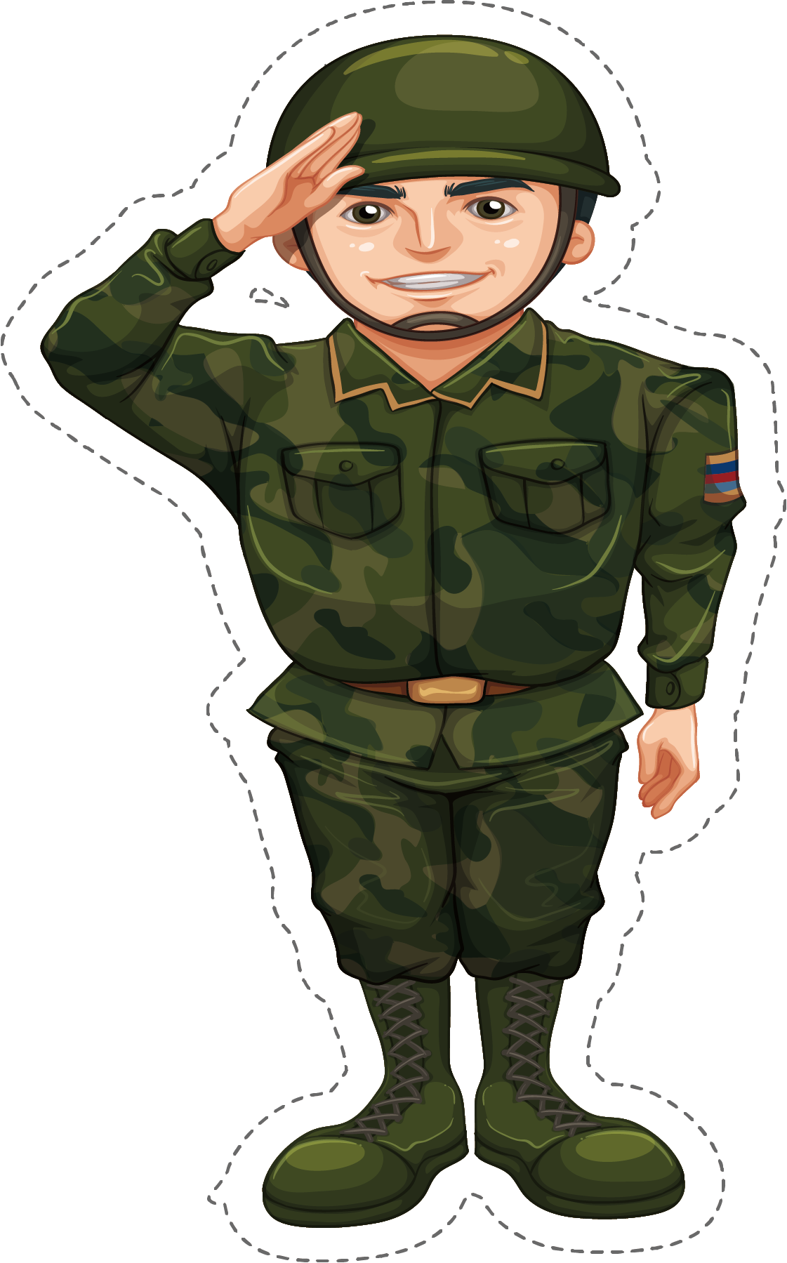 Military Salute Cartoon Character PNG Image