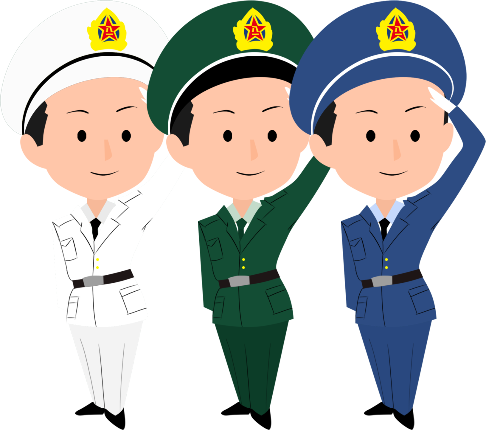 Military Salute Cartoon Characters PNG Image