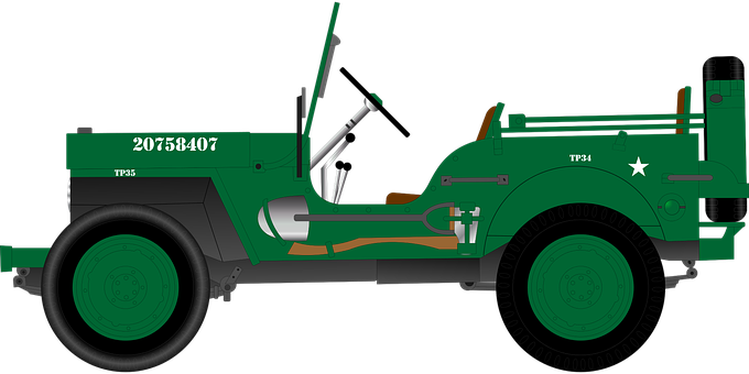 Military Vehicle Side Profile PNG Image