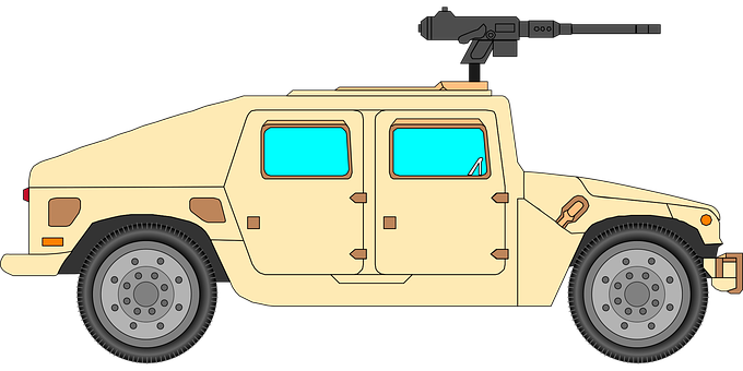 Military_ Vehicle_ With_ Mounted_ Gun_ Vector PNG Image