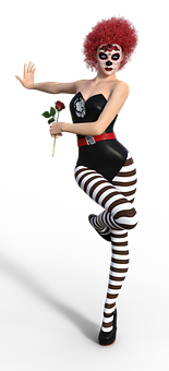 Mime Artist Red Hair3 D Model PNG Image