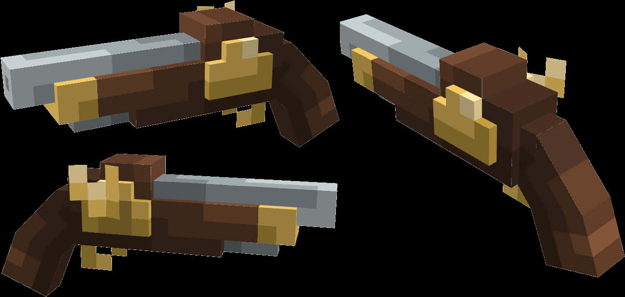 Minecraft Blaster Model Views PNG Image