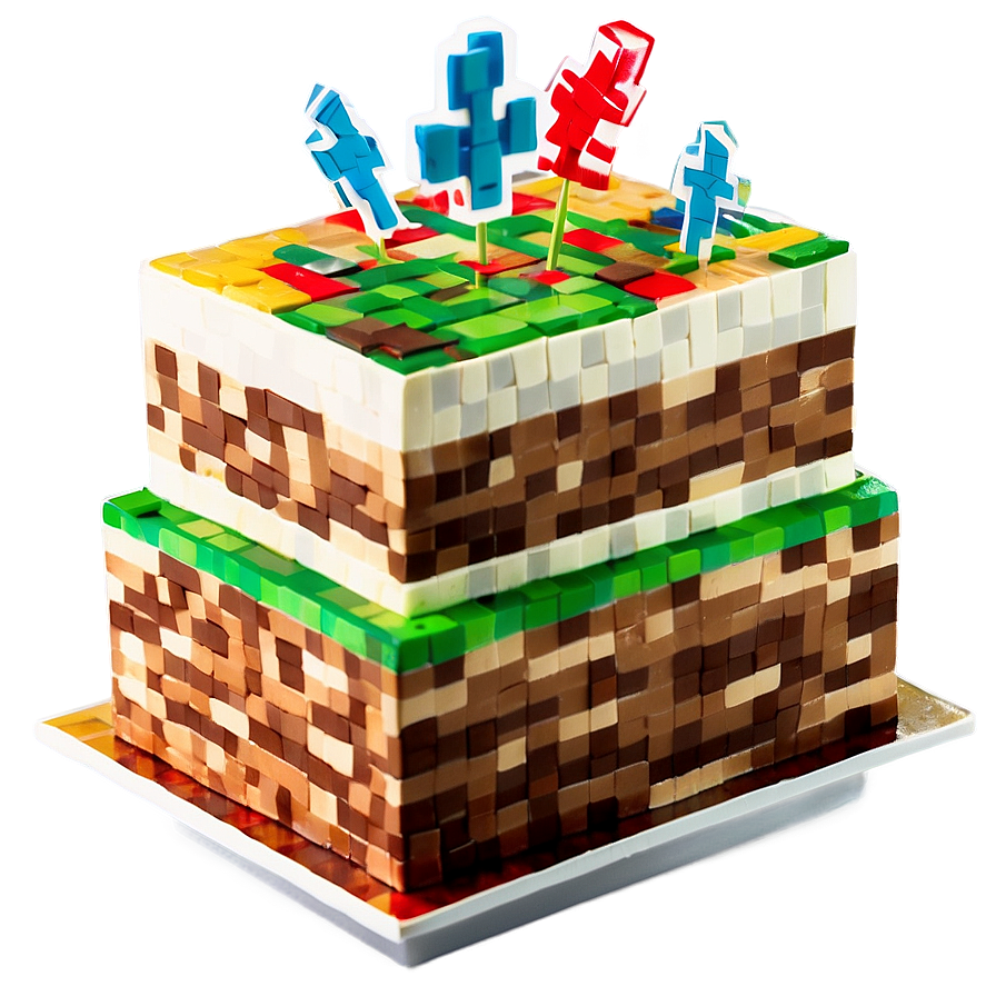 Minecraft Cake 3d Model Png Low18 PNG Image