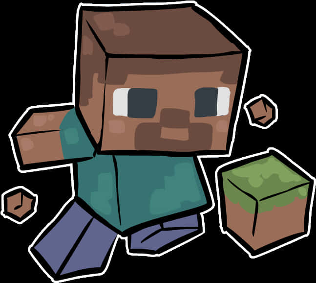 Minecraft_ Character_and_ Blocks_ Vector PNG Image