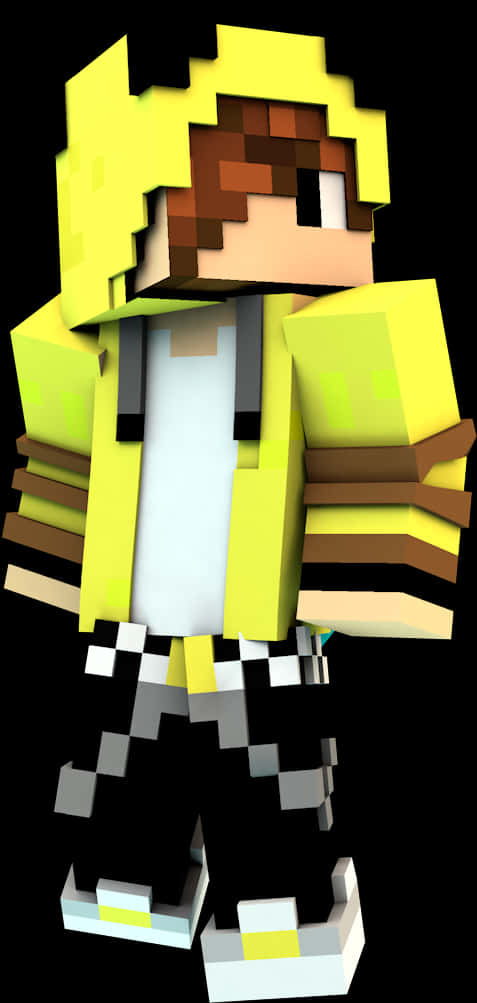 Minecraft_ Character_in_ Yellow_ Armor PNG Image