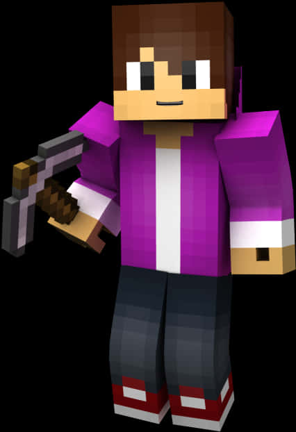 Minecraft Character With Bow PNG Image