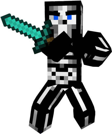 Minecraft_ Character_ With_ Sword.png PNG Image