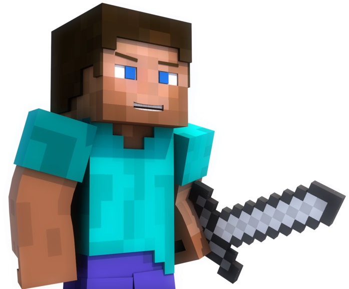 Minecraft Character With Sword PNG Image