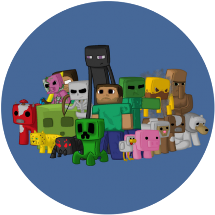 Minecraft Characters Gathering PNG Image