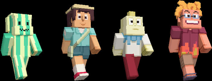 Minecraft Characters Lineup PNG Image