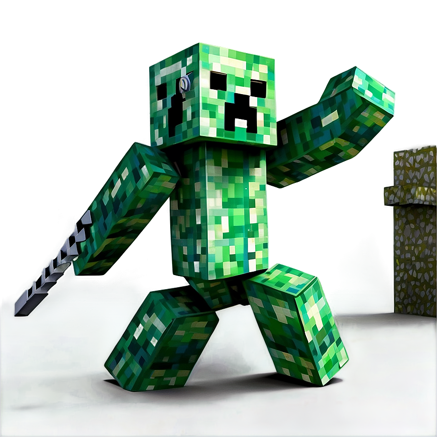 Minecraft Creeper In Battle Png 2 PNG Image