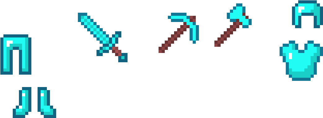 Minecraft Diamond Gear Set PNG Image