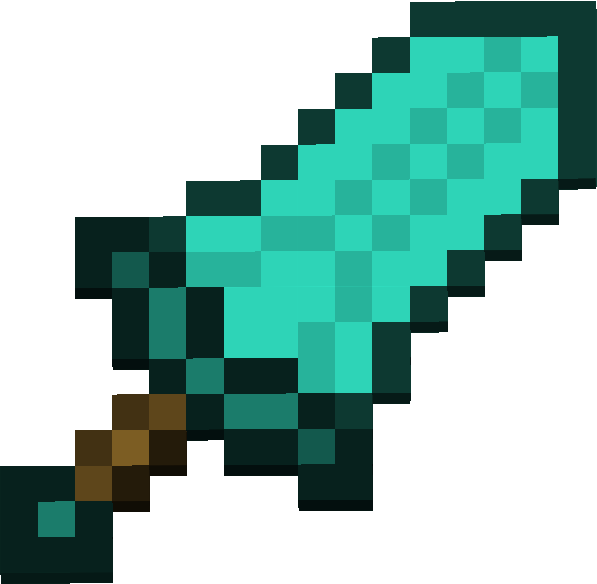 Minecraft Diamond Sword Pixel Art PNG Image