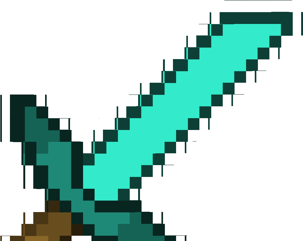 Minecraft Diamond Sword Pixel Art PNG Image