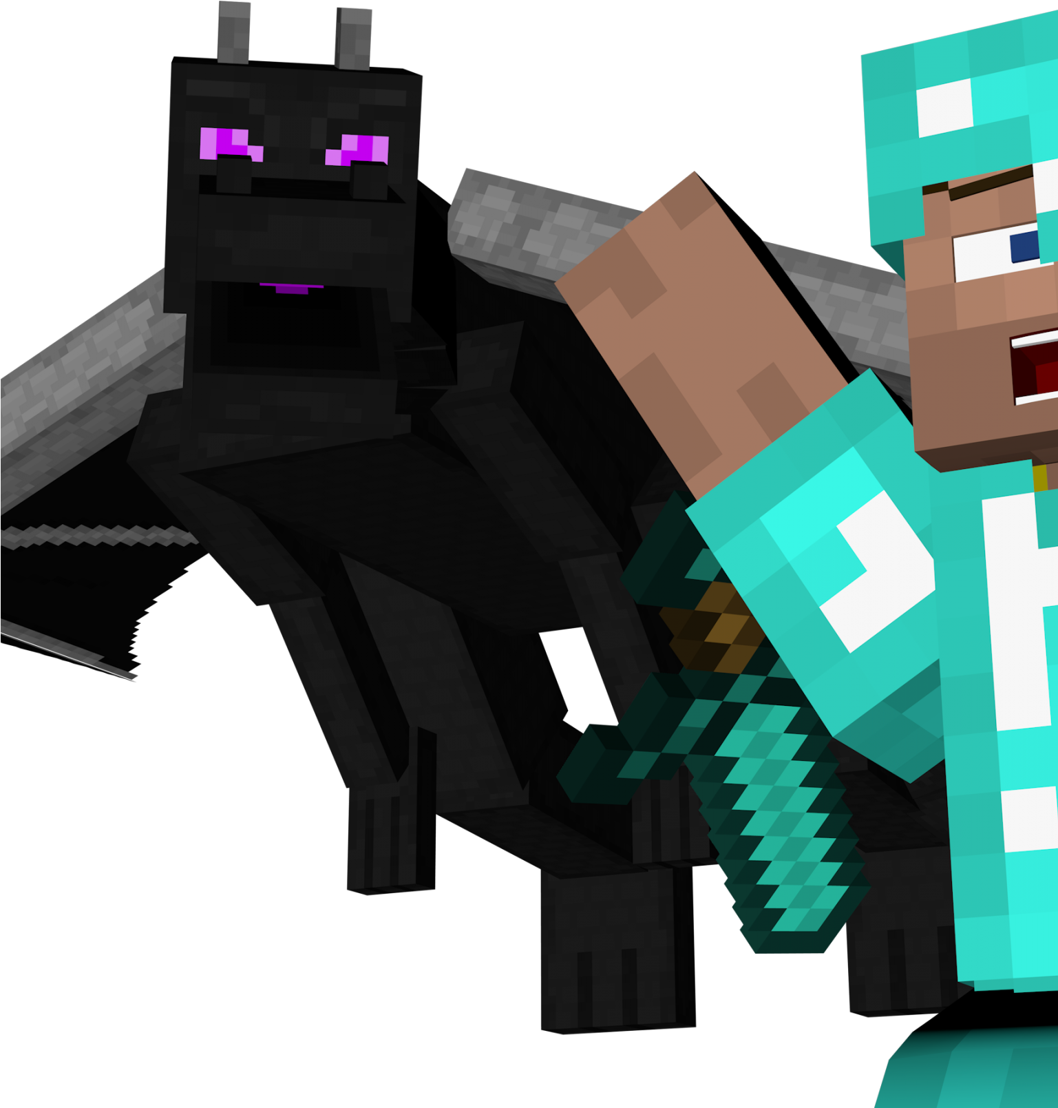 Minecraft_ Ender_ Dragon_and_ Player PNG Image