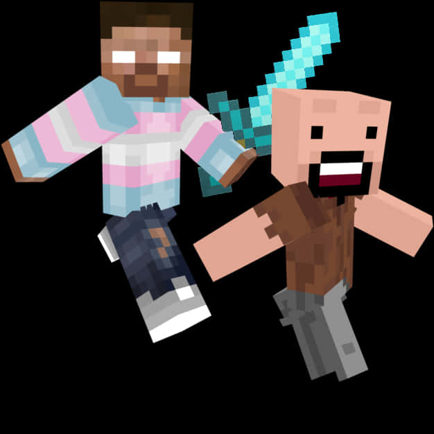 Minecraft Herobrineand Steve Adventure PNG Image