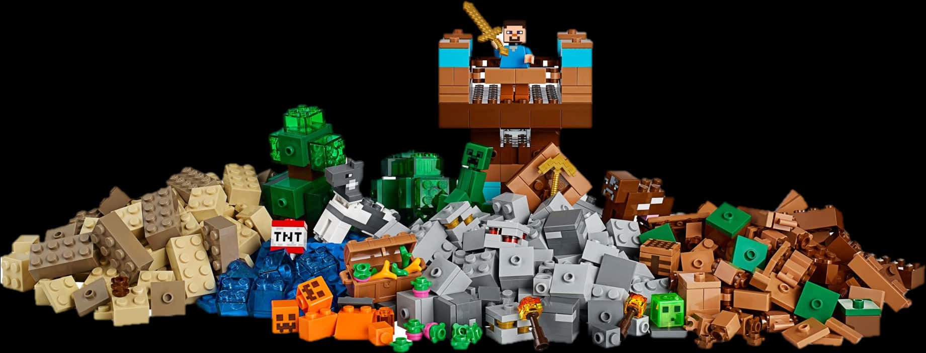 Minecraft_ Mobs_and_ T N T_ Lego_ Setup PNG Image