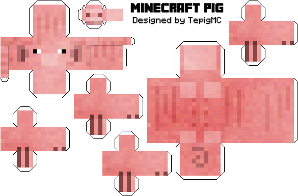 Minecraft_ Pig_ Papercraft_ Template PNG Image