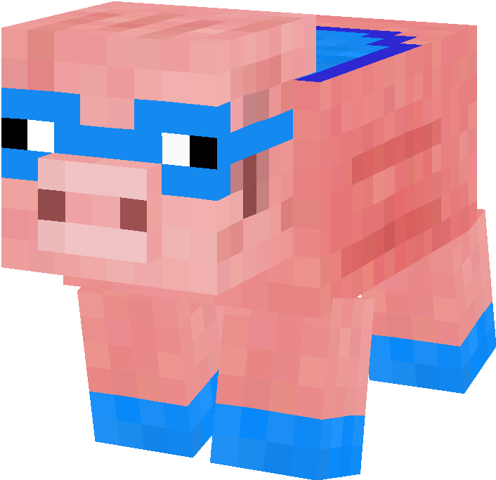 Minecraft Pig With Blue Glasses PNG Image