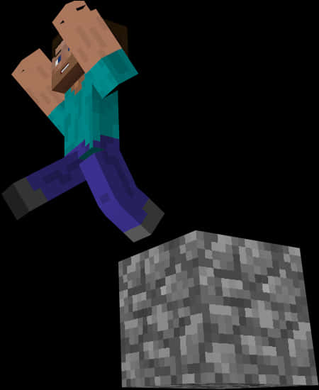 Minecraft Steve Floating Above Block PNG Image