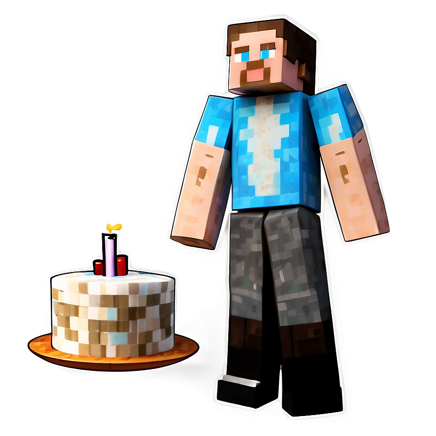 Minecraft Steve With Cake Png Uyy PNG Image