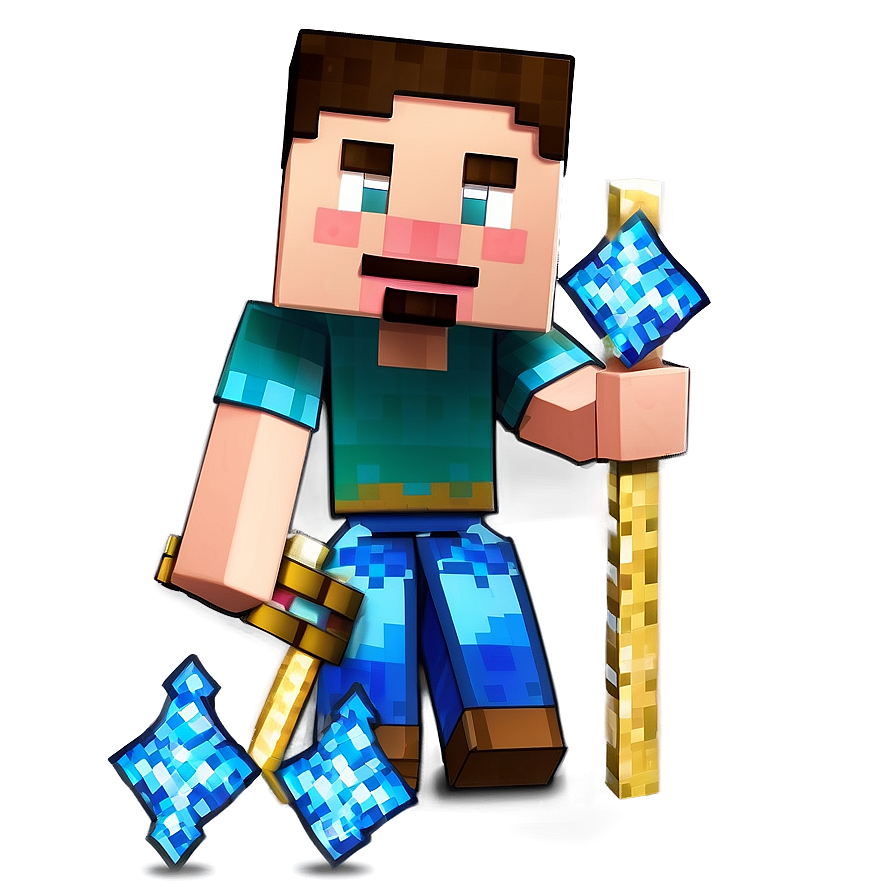 Minecraft Steve With Trident Png Iqv PNG Image