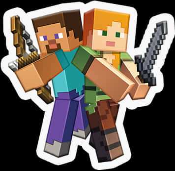 Minecraft Steveand Alex Adventure PNG Image