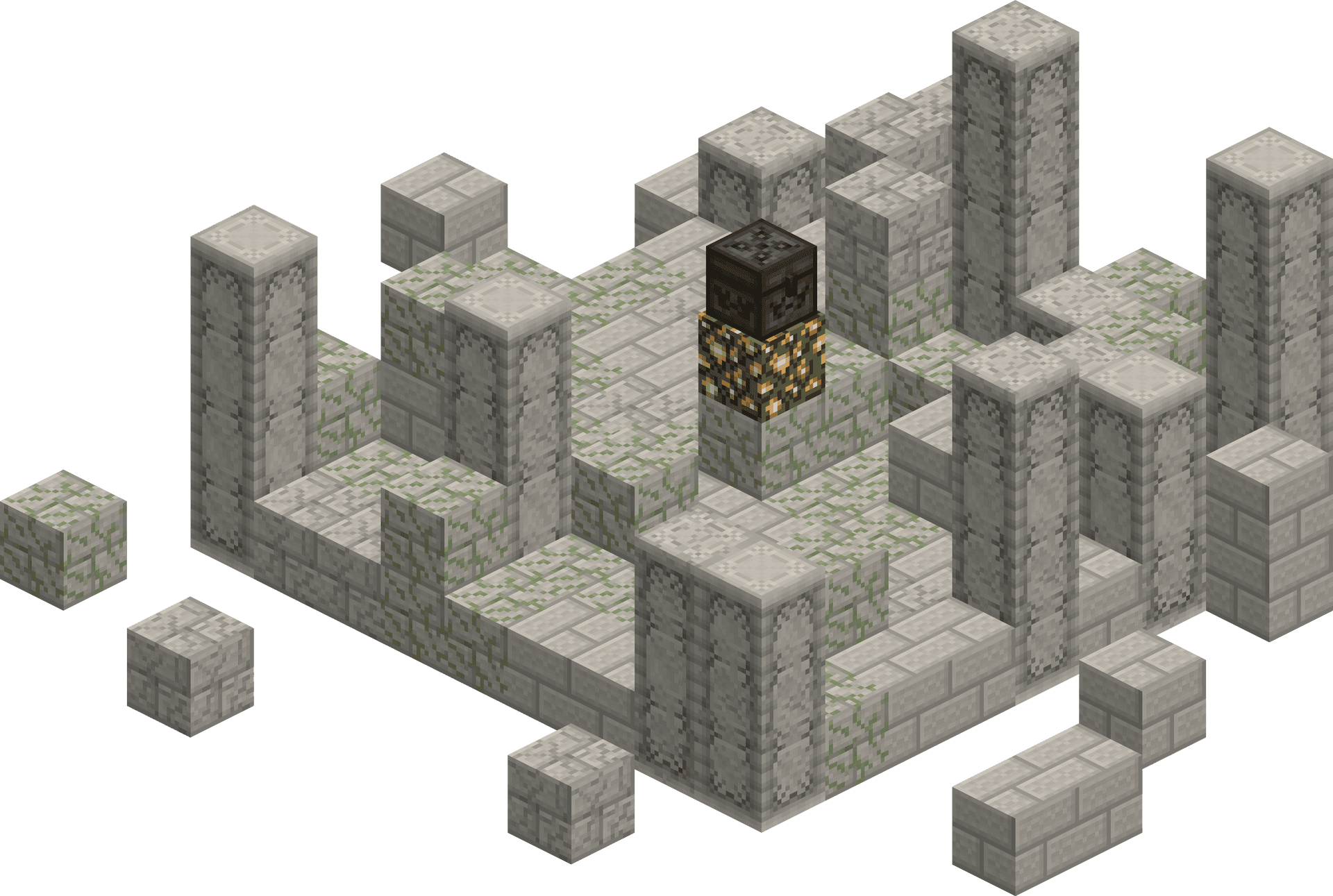 Minecraft Underwater Ruins Structure PNG Image