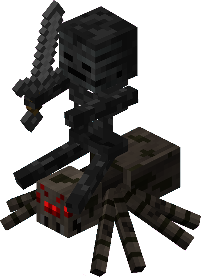 Minecraft_ Wither_ Skeleton_and_ Spider.png PNG Image