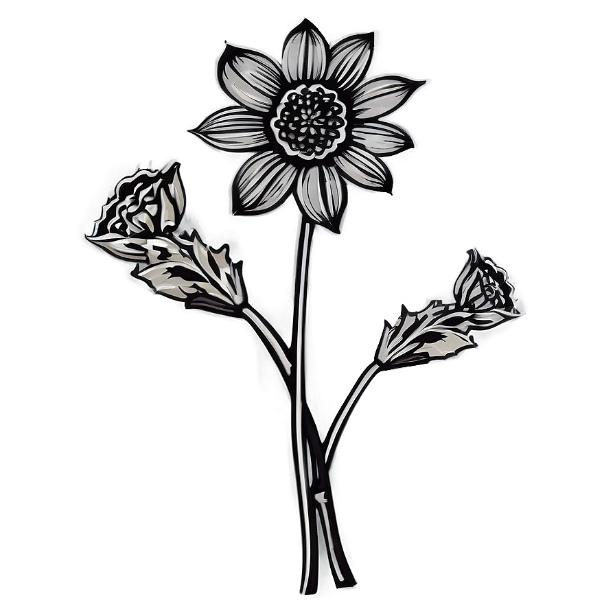 Minimal Flower Outline Png Inj25 PNG Image