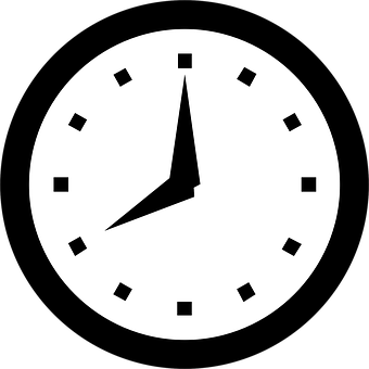 Minimalist Blackand White Clock PNG Image